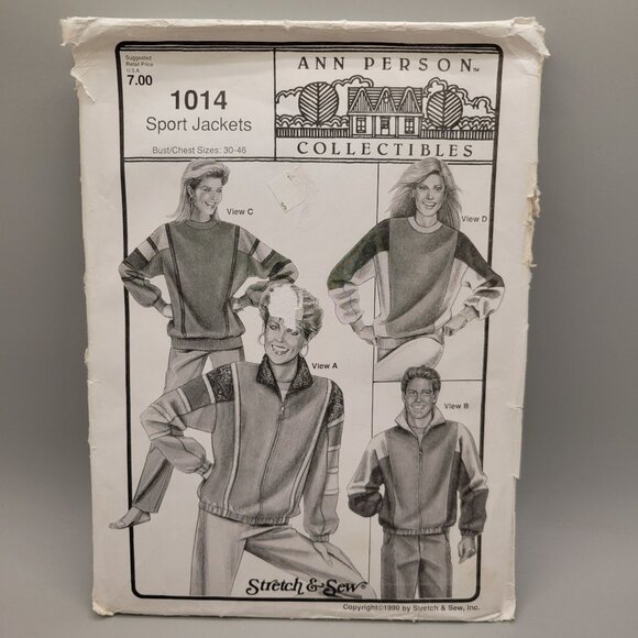 Stretch and Sew Other - Stretch and Sew Ann Person Collectibles 1014 Sport Jackets Sewing Pattern UNCUT